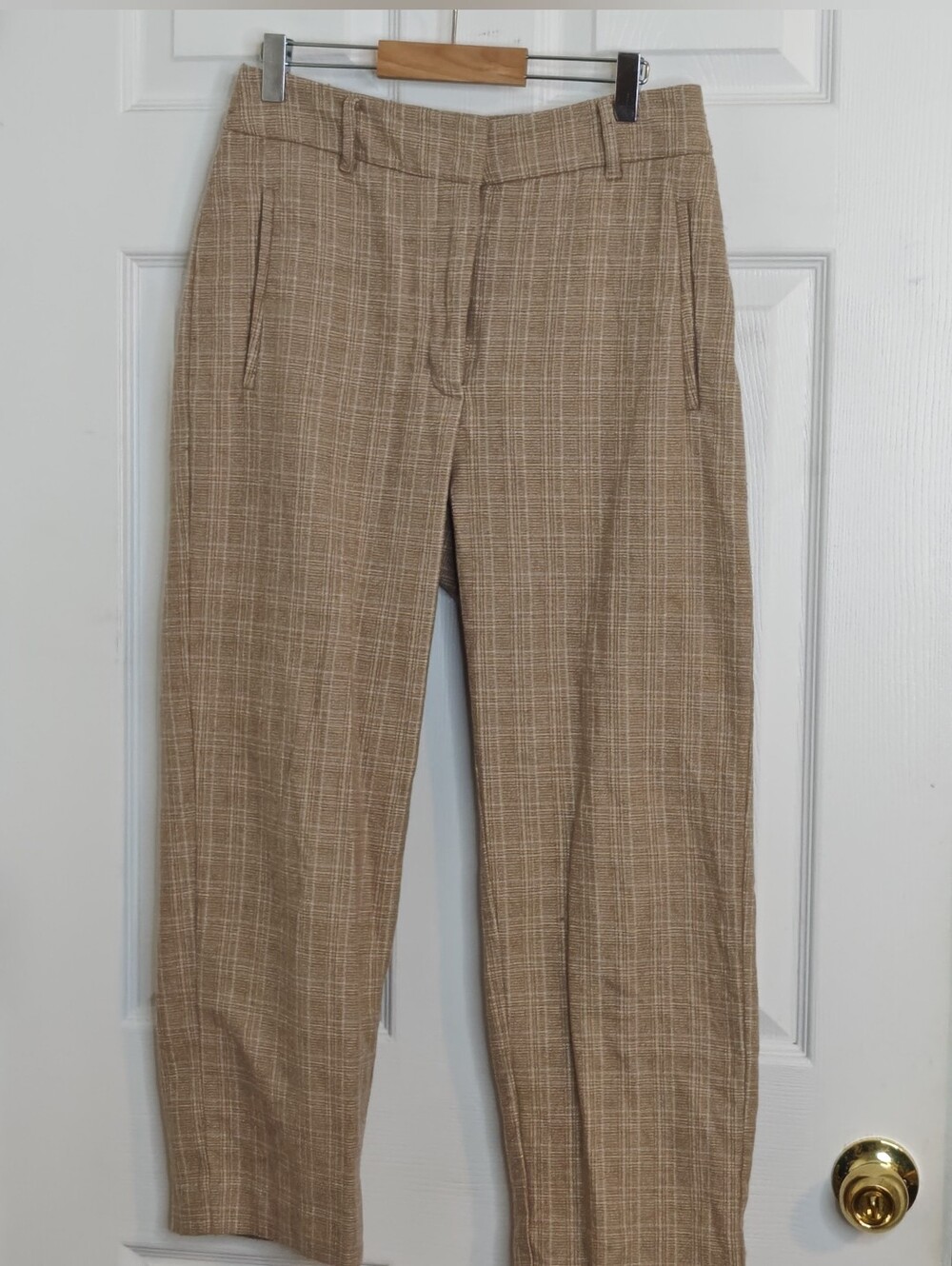 Aritzia Wilfred Chambéry Plaid Wool Cashmere Blend Trouser Pant Beige Size 6